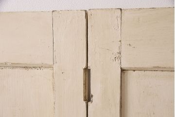 アンティーク建具　シャビーなペイントがお洒落なフランスアンティークの折れ戸(ドア、扉)(R-048718)