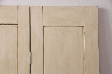 アンティーク建具　シャビーなペイントがお洒落なフランスアンティークの折れ戸(ドア、扉)(R-048718)