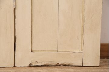 アンティーク建具　シャビーなペイントがお洒落なフランスアンティークの折れ戸(ドア、扉)(R-048718)