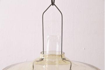 昭和レトロ　色ガラスがレトロな雰囲気を高めるビンテージオイルランプ(石油ランプ、洋燈、吊り下げランプ)(R-048727)