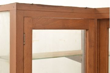 昭和レトロ　珍しいデザイン!　斜めL字型のガラスケース(ショーケース、陳列棚)(R-048736)