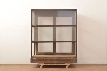 和製アンティーク　昭和レトロ　シンプルなデザインのガラスケース(陳列棚、ショーケース)(R-048737)