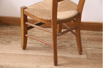 イギリスアンティーク　ビーチ材　編み座面のフレンチチャーチチェア2脚セット(椅子、ダイニングチェア)(R-048745)
