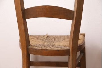 【簡易リペア限定品】イギリスアンティーク　ビーチ材　編み座面のフレンチチャーチチェア2脚セット(椅子、ダイニングチェア、イス)(R-048746)