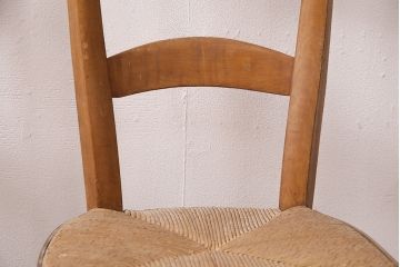 【簡易リペア限定品】イギリスアンティーク　ビーチ材　編み座面のフレンチチャーチチェア2脚セット(椅子、ダイニングチェア、イス)(R-048748)