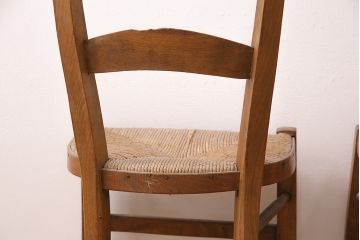 【簡易リペア限定品】イギリスアンティーク　ビーチ材　編み座面のフレンチチャーチチェア2脚セット(椅子、ダイニングチェア、イス)(R-048748)