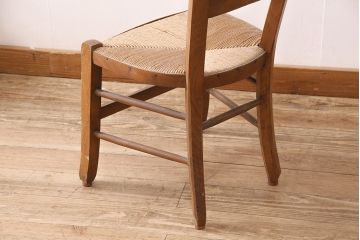 【簡易リペア限定品】イギリスアンティーク　ビーチ材　編み座面のフレンチチャーチチェア2脚セット(椅子、ダイニングチェア、イス)(R-048748)