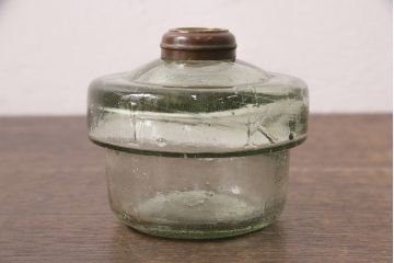 アンティーク照明　オイルランプリメイク　時を経たガラスの風合いが魅力のテーブルランプ(スタンドライト、卓上照明)(R-048752)