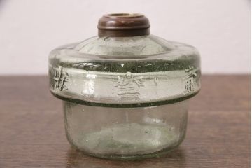 アンティーク照明　オイルランプリメイク　時を経たガラスの風合いが魅力のテーブルランプ(スタンドライト、卓上照明)(R-048752)