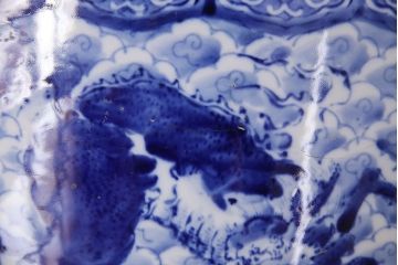 アンティーク雑貨　麒麟の図が大胆に描かれた瀬戸火鉢(鉢カバー)(R-048754)