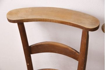 【簡易リペア限定品】イギリスアンティーク　ビーチ材　編み座面のフレンチチャーチチェア2脚セット(椅子、ダイニングチェア、イス)(R-048757)