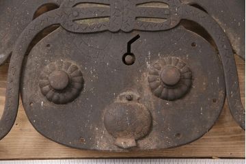 アンティーク雑貨　巾着モチーフがアクセントになる蔵戸の錠前金具(ディスプレイ雑貨、蔵戸パーツ)(R-048758)
