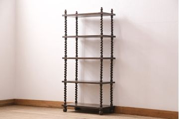 アンティーク家具　ナラ材　和製では珍しい!!高級感漂うツイストレッグのオープンラック(飾り棚、陳列棚)(R-48760)