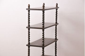 アンティーク家具　ナラ材　和製では珍しい!!高級感漂うツイストレッグのオープンラック(飾り棚、陳列棚)(R-48760)