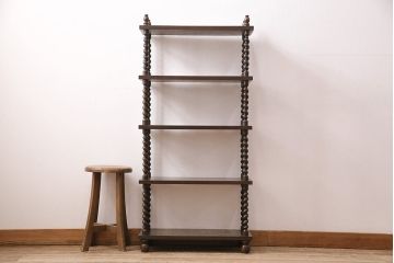 アンティーク家具　ナラ材　和製では珍しい!!高級感漂うツイストレッグのオープンラック(飾り棚、陳列棚)(R-48760)