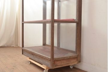 和製アンティーク　レトロでシンプルなガラスケース(陳列棚、ショーケース)(R-048762)