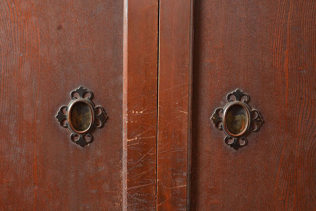 和製アンティーク　ヒノキ材・ケヤキ材　激レアサイズ!!堂々とした存在感抜群の九尺収納箪笥(水屋箪笥、夜具箪笥、布団箪笥、キャビネット、収納棚)(R-048768)