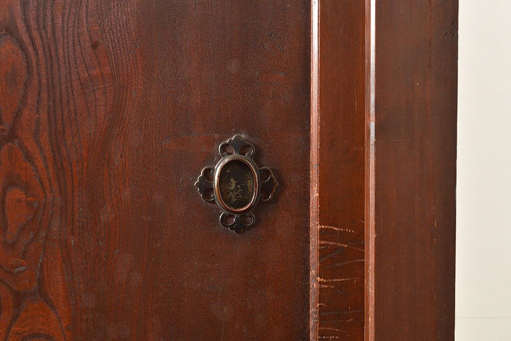 和製アンティーク　ヒノキ材・ケヤキ材　激レアサイズ!!堂々とした存在感抜群の九尺収納箪笥(水屋箪笥、夜具箪笥、布団箪笥、キャビネット、収納棚)(R-048768)