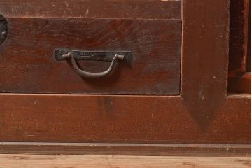 和製アンティーク　ヒノキ材・ケヤキ材　激レアサイズ!!堂々とした存在感抜群の九尺収納箪笥(水屋箪笥、夜具箪笥、布団箪笥、キャビネット、収納棚)(R-048768)