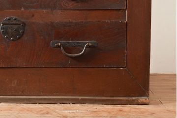 和製アンティーク　ヒノキ材・ケヤキ材　激レアサイズ!!堂々とした存在感抜群の九尺収納箪笥(水屋箪笥、夜具箪笥、布団箪笥、キャビネット、収納棚)(R-048768)