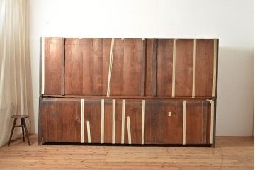 和製アンティーク　ヒノキ材・ケヤキ材　激レアサイズ!!堂々とした存在感抜群の九尺収納箪笥(水屋箪笥、夜具箪笥、布団箪笥、キャビネット、収納棚)(R-048768)