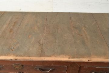 和製アンティーク　ヒノキ材・ケヤキ材　激レアサイズ!!堂々とした佇まいが魅力的な収納箪笥(水屋箪笥、夜具箪笥、布団箪笥、リビングボード、キャビネット、収納棚)(R-048770)