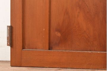 アンティーク建具　昭和初期　秋田杉　ケヤキ材をアクセントにした、おしゃれなデザインの木製扉(ドア、建具)(R-048771)