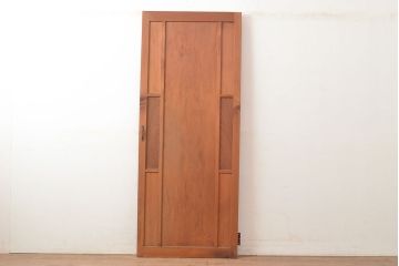 アンティーク建具　昭和初期　秋田杉　ケヤキ材をアクセントにした、おしゃれなデザインの木製扉(ドア、建具)(R-048771)