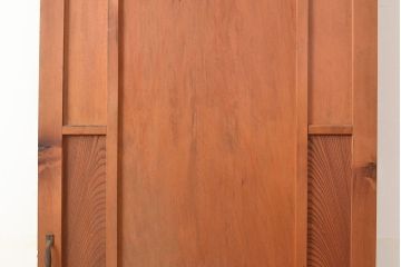 アンティーク建具　昭和初期　秋田杉　ケヤキ材をアクセントにした、おしゃれなデザインの木製扉(ドア、建具)(R-048771)