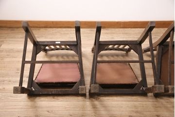 アンティーク家具　イギリス　オーク材　ツイストの背もたれと脚が目を引くチェア4脚セット(ダイニングチェア、椅子)(R-048780)