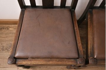 イギリスアンティーク　オーク材　クラシカルなチェア2脚セット(ダイニングチェア、椅子)(R-048781)