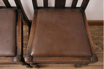 イギリスアンティーク　オーク材　クラシカルなチェア2脚セット(ダイニングチェア、椅子)(R-048781)