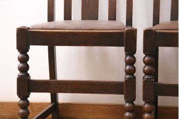 イギリスアンティーク　オーク材　クラシカルなチェア2脚セット(ダイニングチェア、椅子)(R-048781)