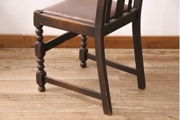 イギリスアンティーク　オーク材　クラシカルなチェア2脚セット(ダイニングチェア、椅子)(R-048781)