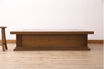 アンティーク雑貨　最高級品　特大!　鉄刀木(タガヤサン)無垢材を贅沢に使用した関西長火鉢のローテーブル(長火鉢、囲炉裏、座卓、リビングテーブル)(R-048783)
