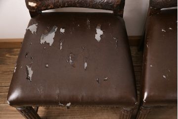 アンティーク家具　ベルギー　オーク材　ジャンクスタイルの空間づくりにおすすめなチェア4脚セット(ダイニングチェア、椅子)(R-048784)