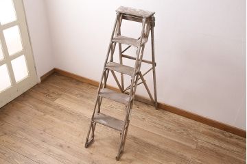フランスアンティーク　使い込まれた風合いが魅力のラダー(はしご、ディスプレイ用)(R-048785)