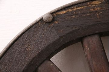 アンティーク雑貨　大八車　趣溢れる佇まいが魅力的な木製車輪(ディスプレイ、ガーデニング雑貨)(R-048786)