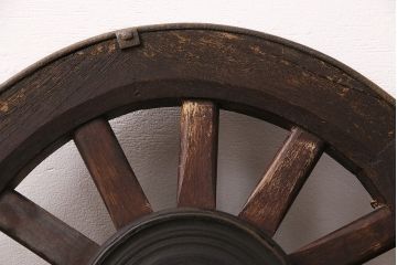 アンティーク雑貨　大八車　趣溢れる佇まいが魅力的な木製車輪(ディスプレイ、ガーデニング雑貨)(R-048786)