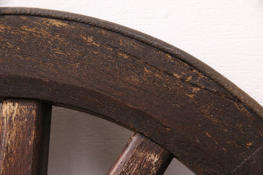 アンティーク雑貨　大八車　趣溢れる佇まいが魅力的な木製車輪(ディスプレイ、ガーデニング雑貨)(R-048786)