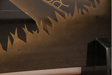 中古　民芸家具　輪島塗　浜高悦朗作　和の風情たっぷりな高蒔絵の衝立(定価約200万円)(つい立て)(R-048792)