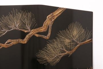 中古　民芸家具　輪島塗　浜高悦朗作　和の風情たっぷりな高蒔絵の衝立(定価約200万円)(つい立て)(R-048792)