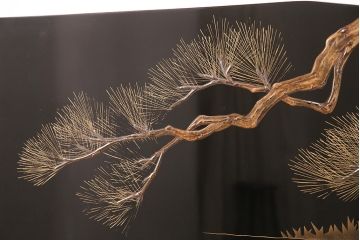 中古　民芸家具　輪島塗　浜高悦朗作　和の風情たっぷりな高蒔絵の衝立(定価約200万円)(つい立て)(R-048792)