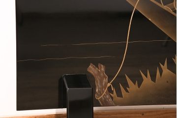 中古　民芸家具　輪島塗　浜高悦朗作　和の風情たっぷりな高蒔絵の衝立(定価約200万円)(つい立て)(R-048792)