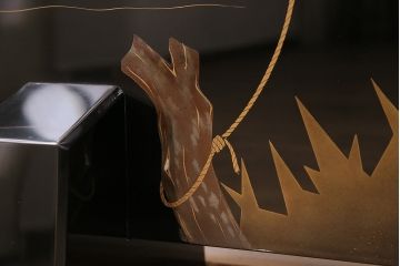 中古　民芸家具　輪島塗　浜高悦朗作　和の風情たっぷりな高蒔絵の衝立(定価約200万円)(つい立て)(R-048792)
