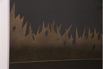 中古　民芸家具　輪島塗　浜高悦朗作　和の風情たっぷりな高蒔絵の衝立(定価約200万円)(つい立て)(R-048792)