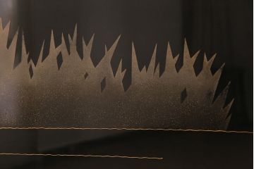 中古　民芸家具　輪島塗　浜高悦朗作　和の風情たっぷりな高蒔絵の衝立(定価約200万円)(つい立て)(R-048792)