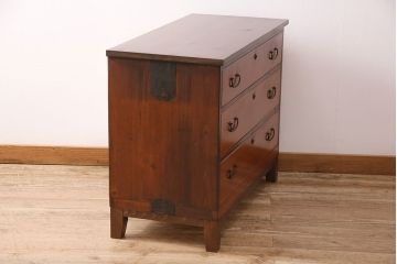 和製アンティーク　天板・脚付きリメイク　前面ケヤキ材製　漆塗りのしっとりとした光沢が美しいリビングボード(テレビ台、ローチェスト)(R-048793)