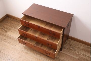 和製アンティーク　天板・脚付きリメイク　前面ケヤキ材製　漆塗りのしっとりとした光沢が美しいリビングボード(テレビ台、ローチェスト)(R-048793)