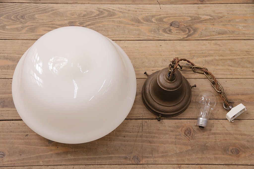 アンティーク照明　ブラケットの風合いがおしゃれなペンダントライト(天井照明、吊り下げ照明)(R-048796)